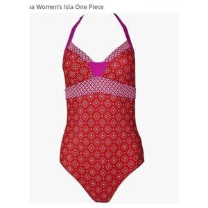 PRANA Womens XL Red Purple Fuchsia One Piece Swim Suit Bathing Suit